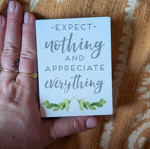 Inspirational White Wood Home Sign with Green Leaf Accent